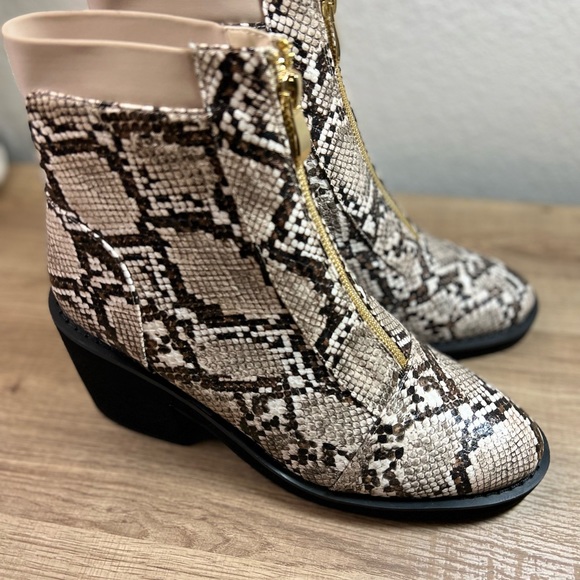 So Me Mackie Snake Print Faux Leather Half Calf Zip Booties - Picture 3 of 6